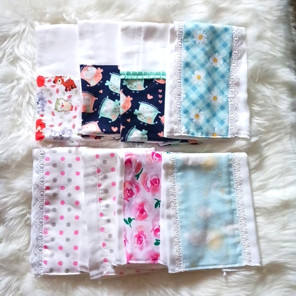 Other - Mixed Bundle of 8 Burp Cloths NEW